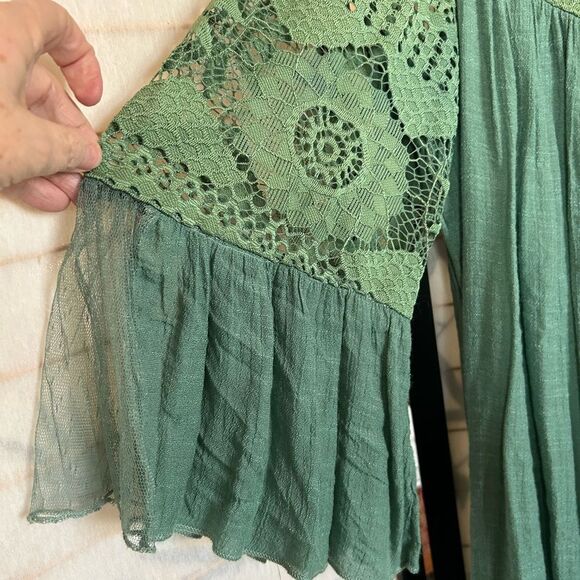 Anthropologie J. Gee Crochet Eyelet Knit Bohemian Festival Mini Dress size L - Picture 9 of 11